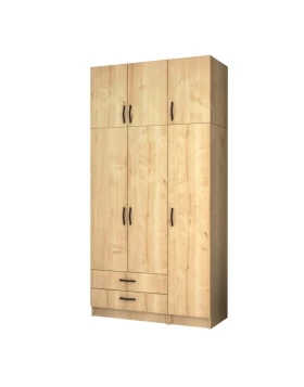 Ricardo Megapap three doors melamine wardrobe with cabinet in oak color 120x51,8x240cm.