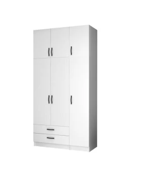 Ricardo Megapap three doors melamine wardrobe with cabinet in white color 120x51,8x240cm.