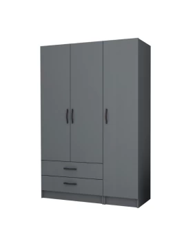 Ricardo Megapap three doors melamine wardrobe in anthracite color 120x51,8x181cm.