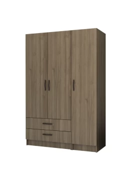 Ricardo Megapap three doors melamine wardrobe in walnut color 120x51,8x181cm.