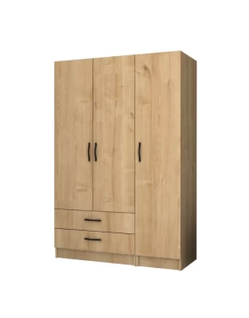 Ricardo Megapap three doors melamine wardrobe in oak color 120x51,8x181cm.