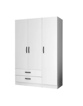 Ricardo Megapap three doors melamine wardrobe in white color 120x51,8x181cm.