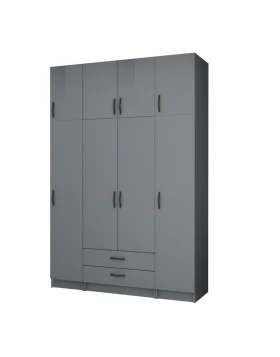 Ricardo Megapap four doors melamine wardrobe with cabinet in anthracite color 160x51,8x240cm.