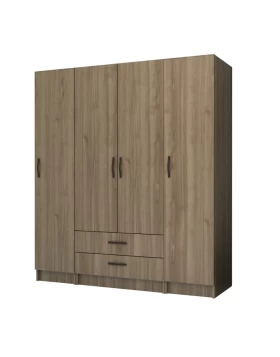 Ricardo Megapap four doors melamine wardrobe in walnut color 160x51,8x181cm