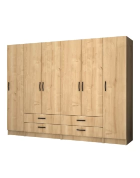 Ricardo Megapap six doors melamine wardrobe in oak color 240x51,8x181cm