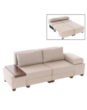 Perenna Megapap fabric sofa three - seater in cream color 233x93x83cm.