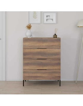 Oryana Megapap melamine chest of drawers in walnut color 80x44x104cm.