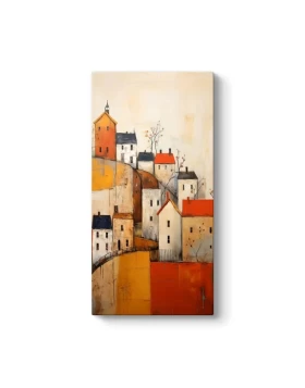 Houses on the Hill Megapap painting on canvas digital printing 50x100x3cm.