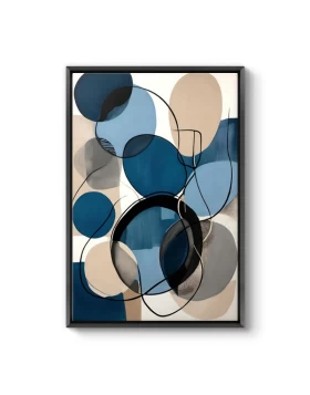 Blue and Beige Abstract Megapap painting on canvas digital printing with frame 70x100x3cm.