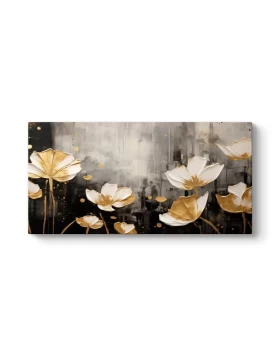 Gold Flowers Megapap canvas painting digital printing 80x40x3cm.