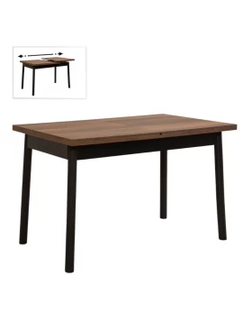 Jemmy Megapap melamine extendable table in walnut - black color 120/153x75x77cm.