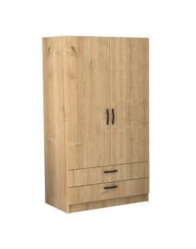 Victoria Megapap two doors melamine wardrobe with drawers  in oak color 100x60x181cm.