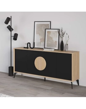 Μπουφές Gora Megapap χρώμα sapphire oak - silky black 180x40x82εκ.