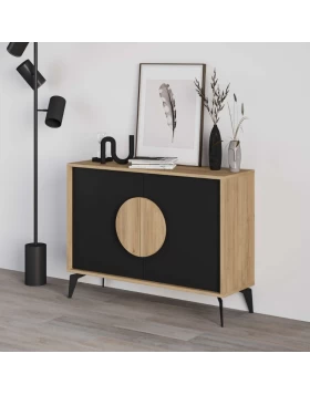 Gora Megapap melamine console in sapphire oak - silky black color 110x40x82cm.