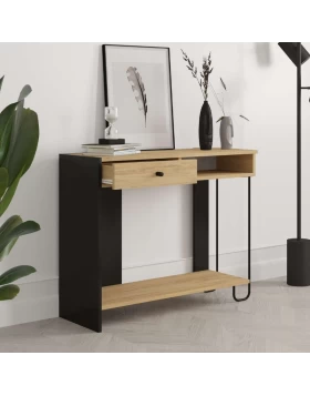 Sirius Megapap melamine - metal console in sapphire oak - silky black color 100x35x79cm.