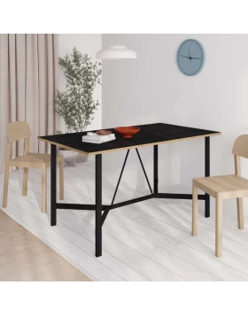 Adoro Megapap melamine dining table in black color 140x80x75cm.