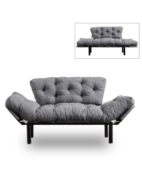 Nitta Megapap two seater fabric sofa bed in grey color 155x70x85cm.