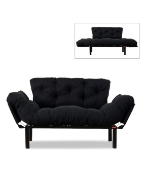 Nitta Megapap two seater fabric sofa bed in black color 155x70x85cm.