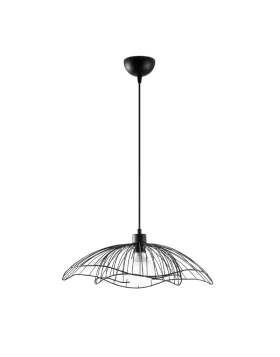 Farac Megapap E27 metallic ceiling lamp in black color Ø50x31/111cm.