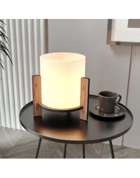 Pine Megapap MDF E27 table lamp in walnut - cream color Ø20x20cm.