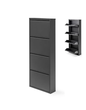 Mauro Megapap metal shoe cabinet in black color 50x15x137cm.