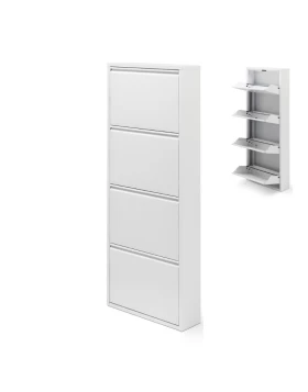 Mauro Megapap metal shoe cabinet in white color 50x15x137cm.