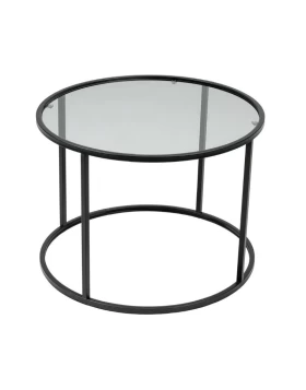 Startis Megapap metal - tempered glass coffee table in black color Ø60x43cm.