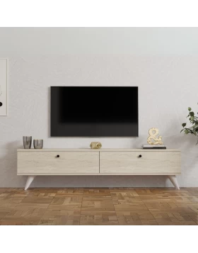 Paris Megapap melamine TV stand in travertine color 160x25x35cm.