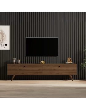 Paris Megapap melamine TV stand in walnut color 160x25x35cm.