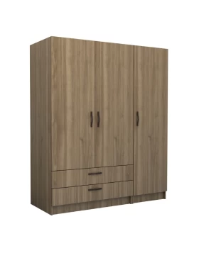 Victoria Megapap three doors melamine wardrobe in walnut color 150x60x181cm.