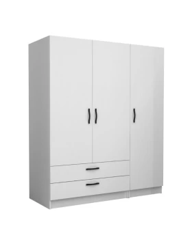 Victoria Megapap three doors melamine wardrobe in white color 150x60x181cm.