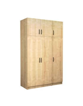 Victoria Megapap three doors melamine wardrobe with cabinet in oak color 150x60x240cm