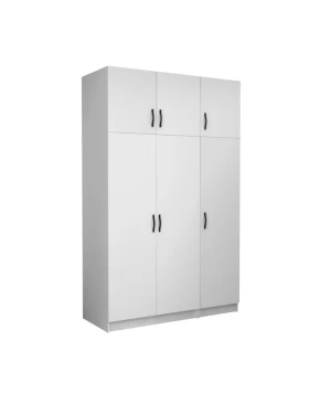 Victoria Megapap three doors melamine wardrobe with cabinet in white color 150x60x240cm