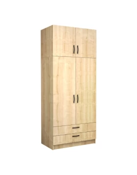 Victoria Megapap  two doors melamine wardrobe with cabinet in oak color 100x60x240cm