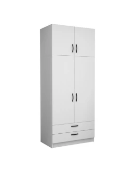 Victoria Megapap two doors melamine wardrobe with cabinet in white color 100x60x240cm