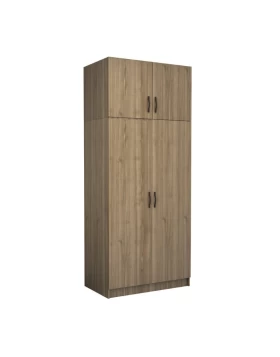 Victoria Megapap  two doors melamine wardrobe with cabinet in walnut color 100x60x240cm