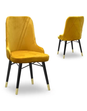 Floria Megapap dining chair velvet color mustard - black/gold legs 54x48x91cm.