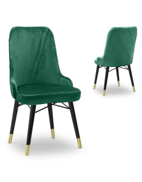 Floria Megapap dining chair velvet color dark green - black/gold legs 54x48x91cm.