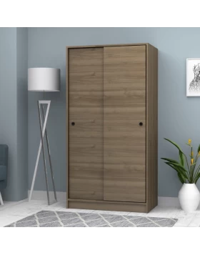 Misra Megapap two-doors sliding melamine wardrobe walnut color 94x52x182cm.