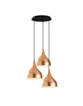 Oslo Megapap E27 metallic three-light ceiling light in copper color 47x30x122cm.