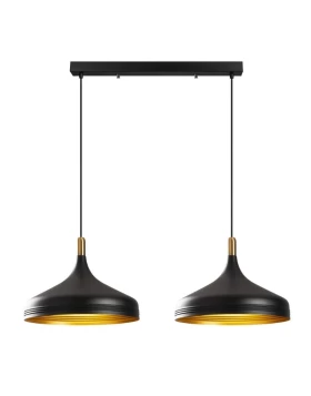 Franko Megapap E27 metallic two-light ceiling light in black - gold color 68x36x132cm.