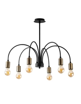 Samba Megapap E27 metallic six-light ceiling light in black color Ø68x50cm.