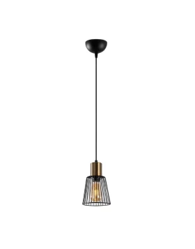 Asud Megapap E27 metallic ceiling lamp in black color Ø16x119cm.