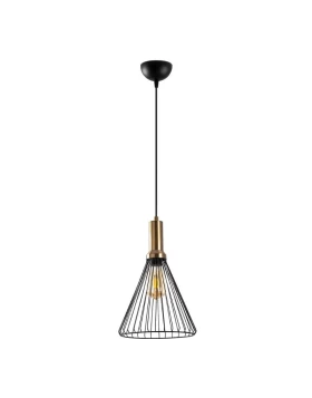 Mentor Megapap E27 metallic ceiling lamp in black color Ø24x140cm.