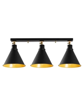 Arden Megapap E27 metallic three-light ceiling light in black color 72x20x26cm.