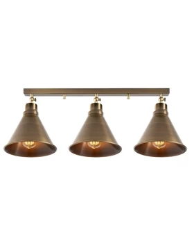 Arden Megapap E27 metallic three-light ceiling light in gold vintage color 72x20x26cm.