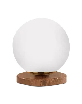 Onda Megapap E14 wooden - glass table lamp in natural - white color Ø15x22cm.