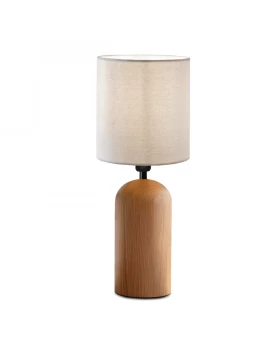 Cora Megapap E14 wooden - fabric PVC table lamp in natural - cream color Ø15x35cm.