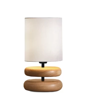 Lucia Megapap E14 wooden - fabric PVC table lamp in natural - cream color Ø15x35cm.