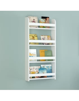 Montessori Megapap melamine wall bookshelf in white color 60x15x120cm.